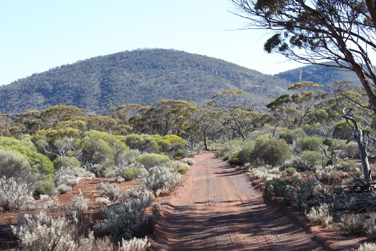 View of Bungalbin Hill as coming in to the Range from the south (Mt Dimer Track). - Helena and Aurora Range (Bungalbin)